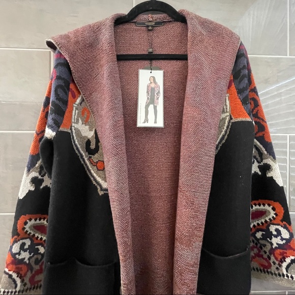 Maxsport Paisley Duster Cardigan Hoodie Size L. NWT - Picture 8 of 16